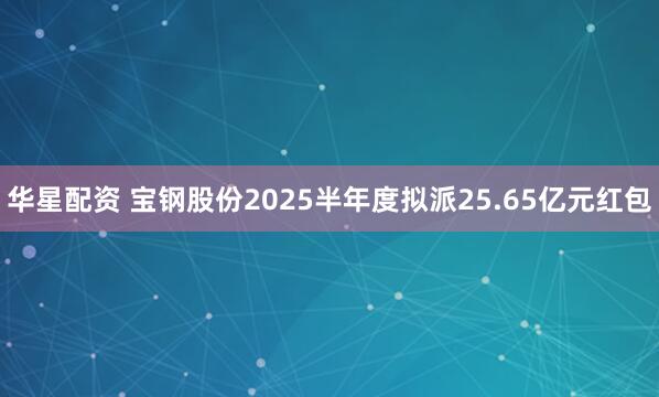 华星配资 宝钢股份2025半年度拟派25.65亿元红包